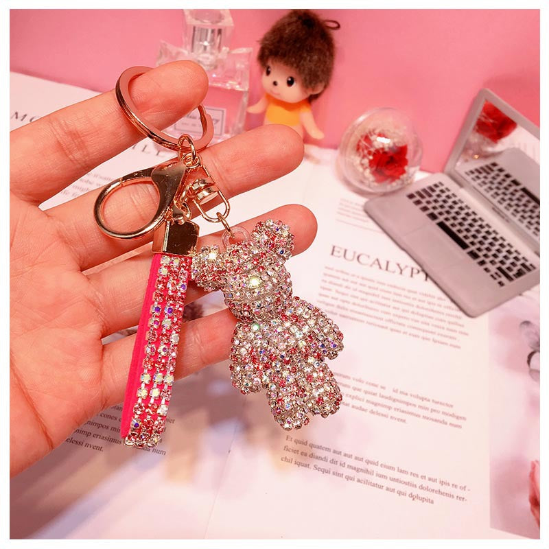 Bear Keychain Crystal Car Keychain for Lady Promotional Gift Custom