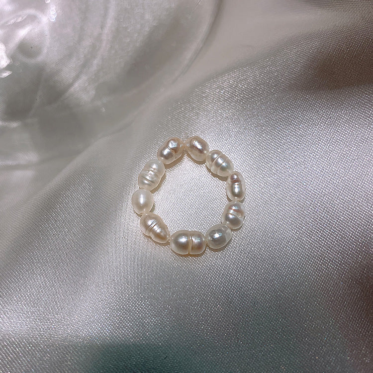 R - Natural real baroque pearl ring