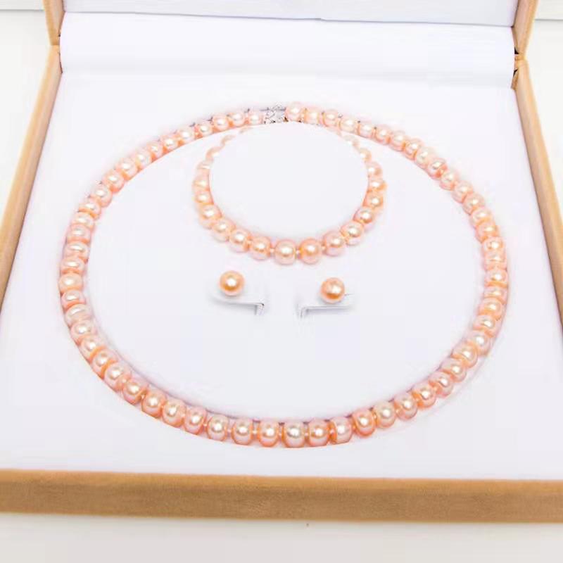 PA - Real Pearl Full Set Pink Necklace Bracelet Earring Celeste 925 Sterling Silver Pearls gift box