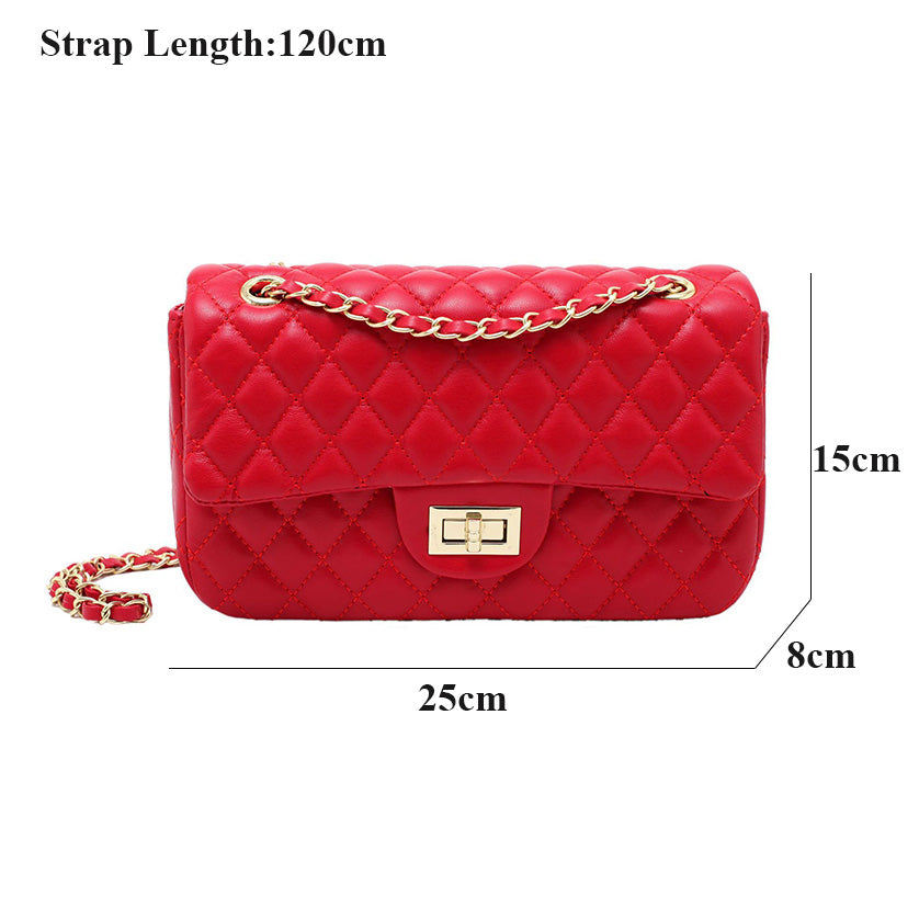 Pure Color Handbags Big Capacity Diamond Lattice Elegant Shoulder Bolsa Female Chain Leisure Crossbody Purses