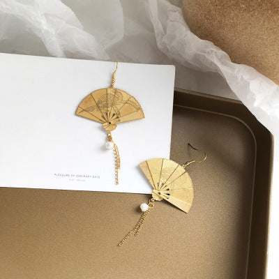 A - Gold Fan Phoenix Dangle Drop Earrings Fashion Jewellery Handmade Earring Gift