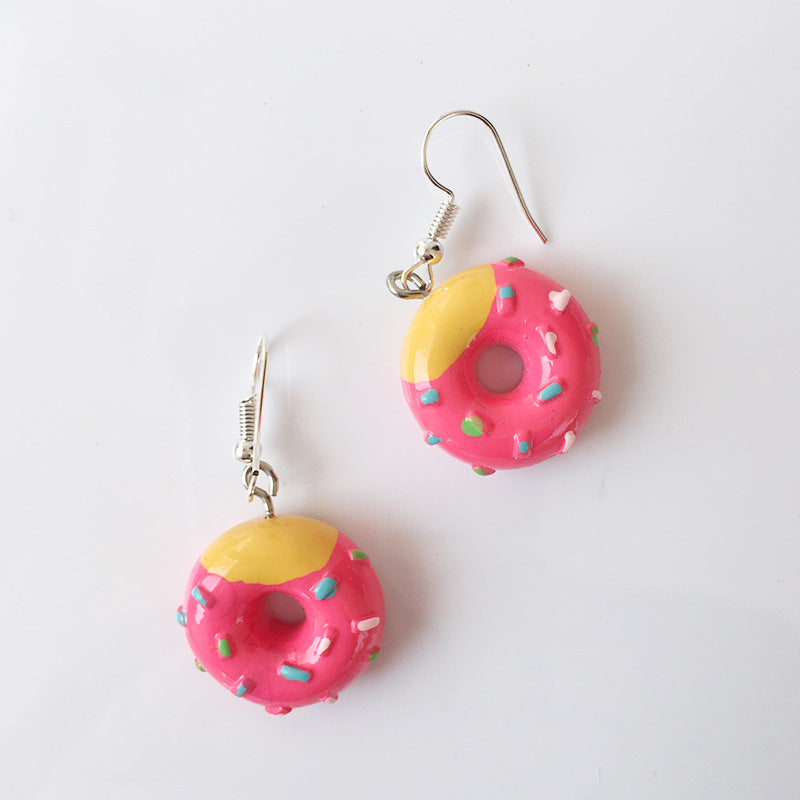 SS - Mini Donuts Charm Earrings Sprinkles Glazed Doughnut Dangle