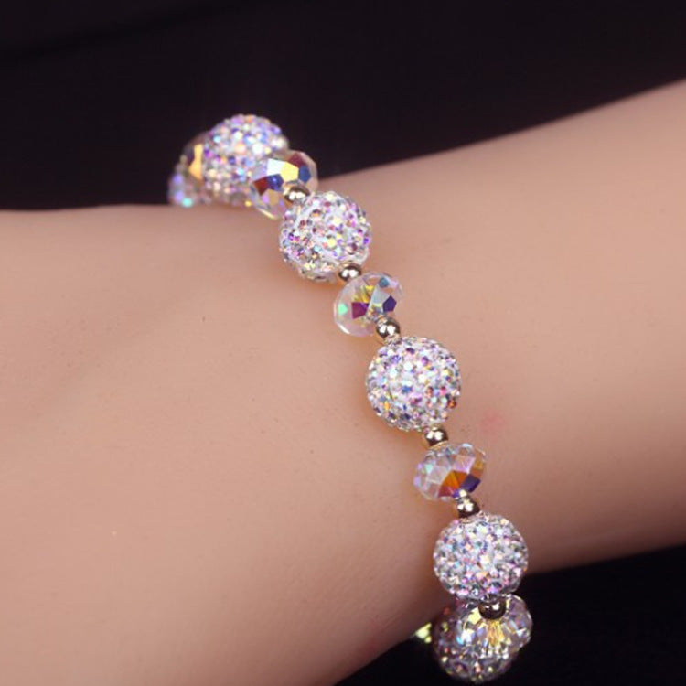 S - Beaded Austrian Crystal Charm Bracelet Shinny Engraved Glassy Bracelets For Women Jewelry