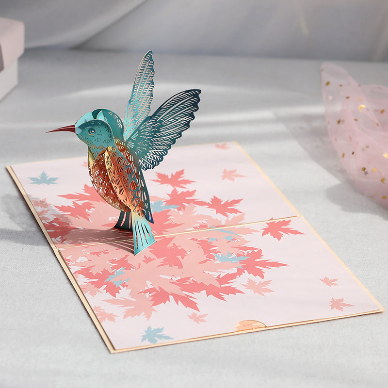 B - 3D Maple Leaves Birds Greeting Cards for Friends