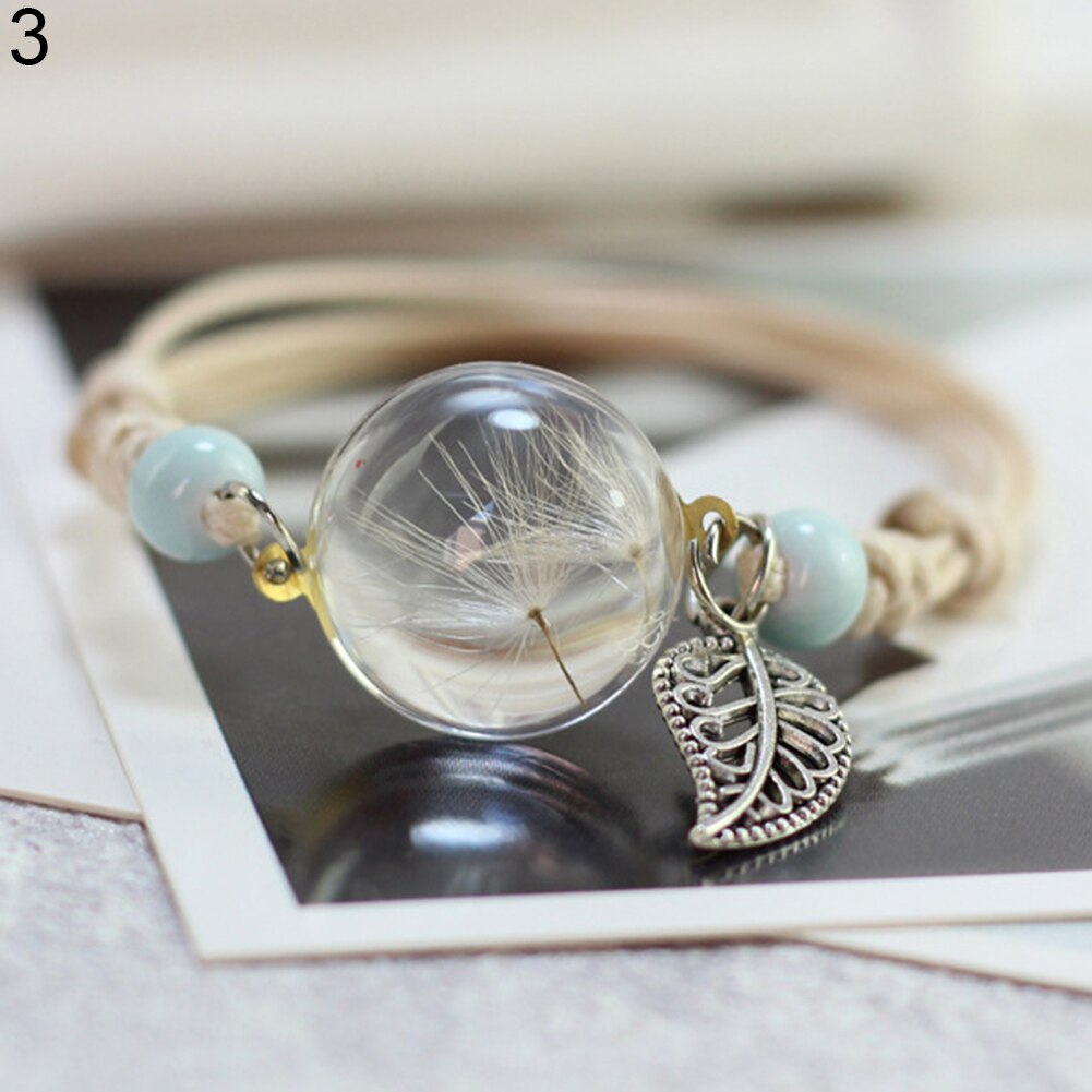 Z - Real Flower Glass Resin bead Preserved Dry Flowers Adjustable Bracelet Boho Friendship Gifts