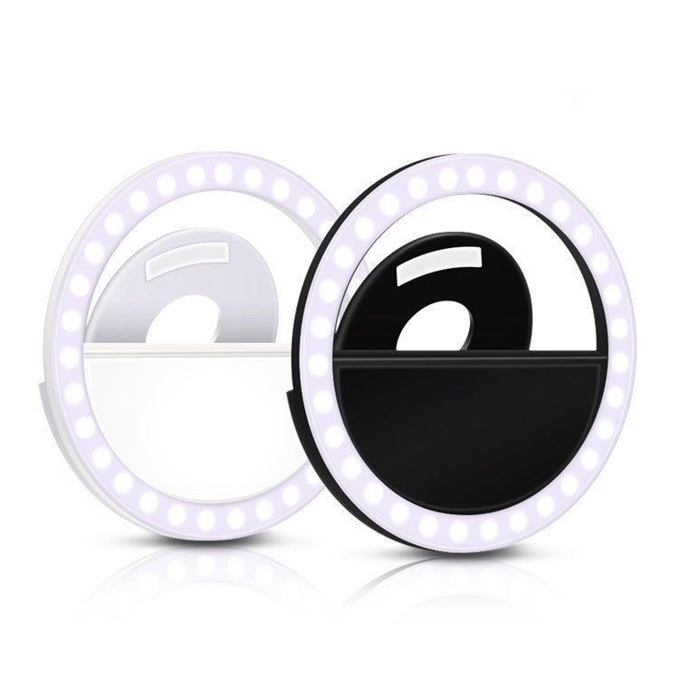 K - Circle Ring Light Clip USB Rechargeable 3 Levels Brightness for Cellphone, Laptop, Selfies