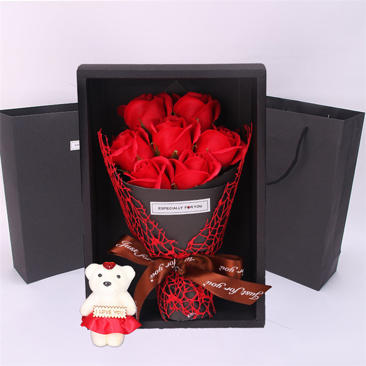 Eternal Rose Teddy Bear bouquet doll flower gift box Birthday Wedding Valentine's Thank you Gifts