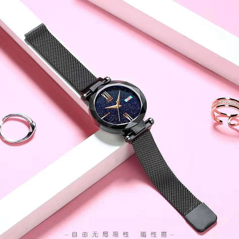 Star Dust Watch Adjustable Stainless Steel Bracelet Rose Gold, Blue, Black & Purple