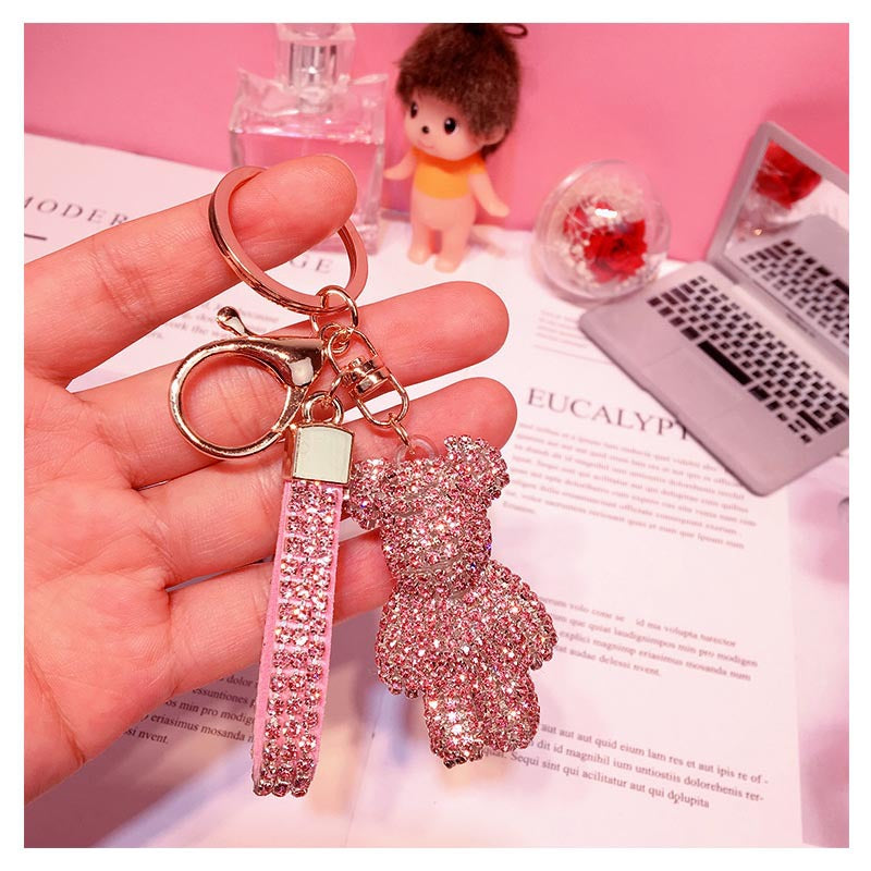 Bear Keychain Crystal Car Keychain for Lady Promotional Gift Custom