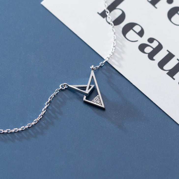 925 sliver fashion and temperament geometric triangle pendant necklace women