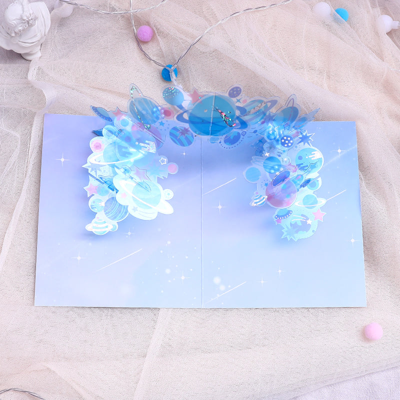 C - PVC material 3d pop up Dream planet greeting cards
