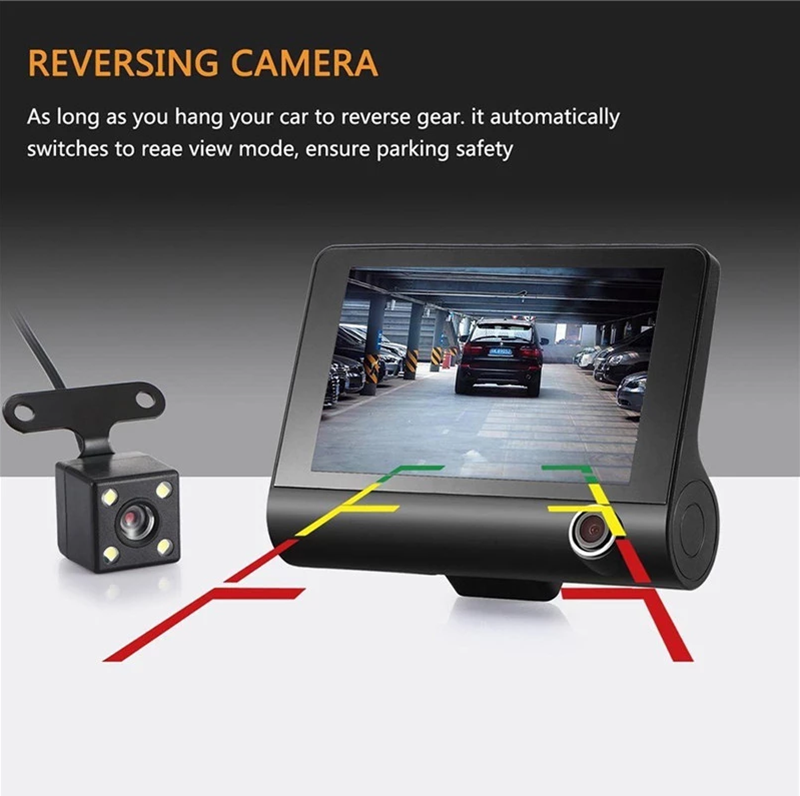 L - Dash Cam 4.0 Inch 3 Lens Car Black Box HD 1080P 170 Degree Wide Angle Car Camera DVR Video Recorder G-Sensor Dashcam