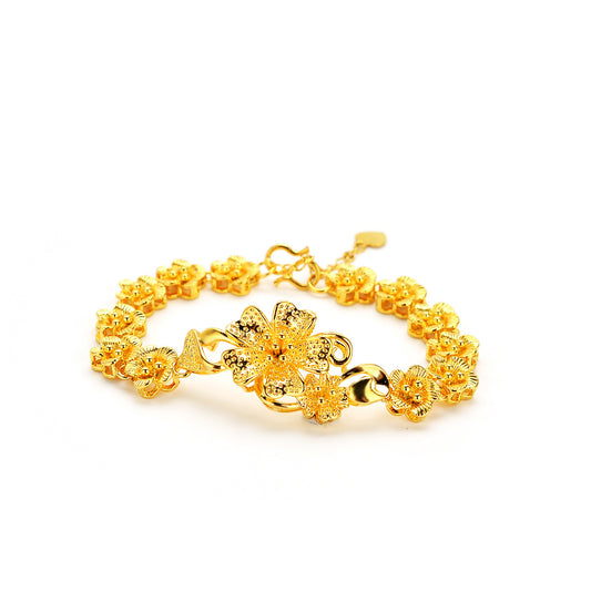 24k Gold plated Flower Charm Bracelet Vietnam Gold Bracelet For Women