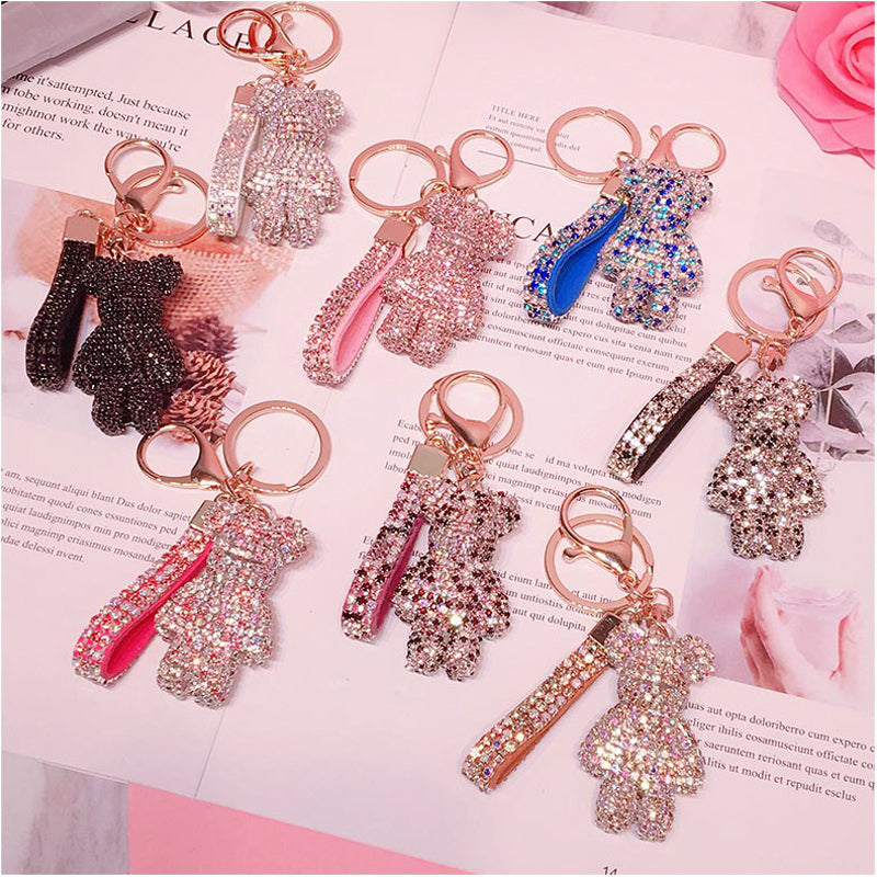 Bear Keychain Crystal Car Keychain for Lady Promotional Gift Custom