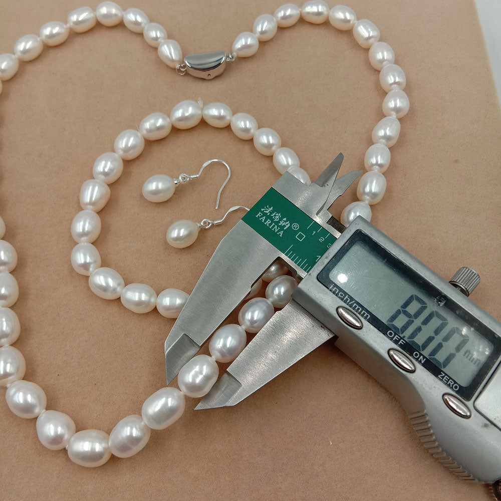 PC - Real Pearl Full Set White Necklace Bracelet Earring Celeste 925 Sterling Silver gift