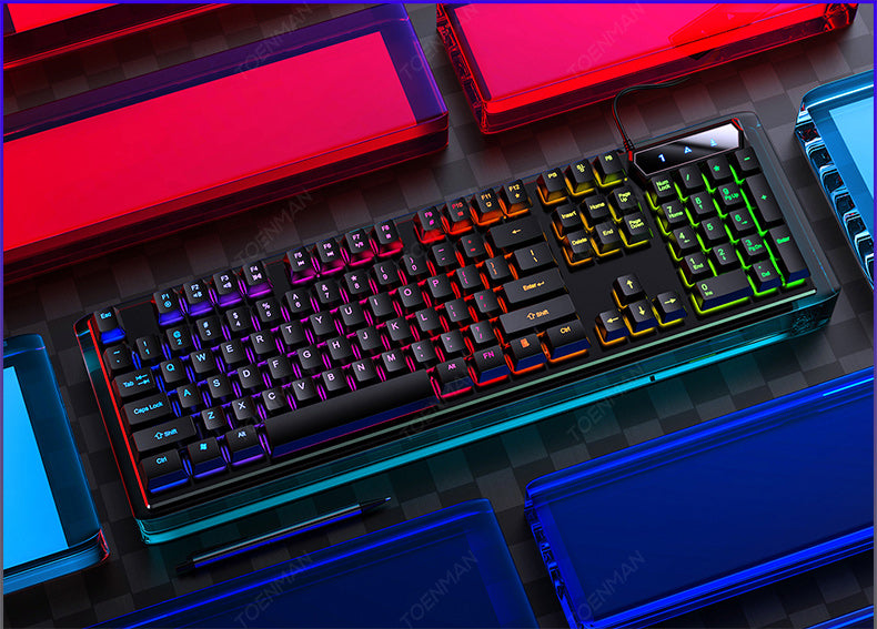 N - V4 104 Keys Wired Gaming Keyboard Mechanical Feeling LED Backlit Dust Proof USB Connect ABS Material For Windows PC