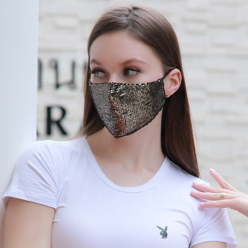 Sequin Face covering Cloth Facemask w/ filter Facemask for Adult