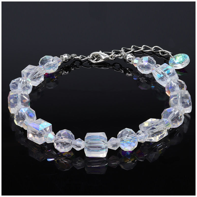 Q - Austrian Crystal Aurora Bracelet for Valentine's Day Gift Colourful Crystal Square Beads Bracelet for Lovers