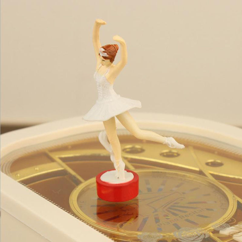 White Piano Upright Music Box Ballerina Dancing Classical Gift Musical Gifts