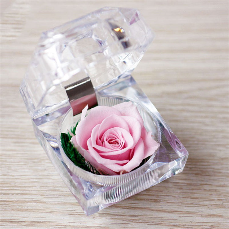 N - Real Rose Crystal Ring Box Preserved Flower Gift