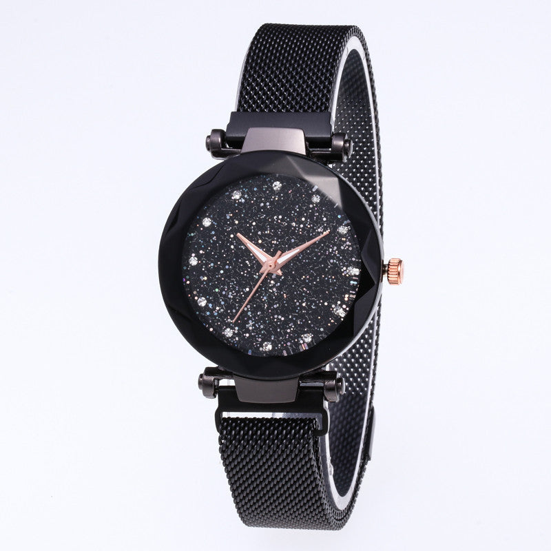 Star Dust Crystal Watch Adjustable Stainless Steel Bracelet Rose Gold, Black, Blue and Purple
