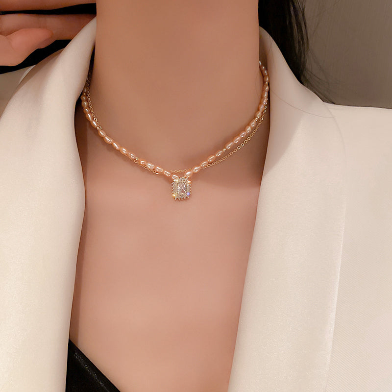 S - Real Gold Plated Two Layer Pearl Necklace