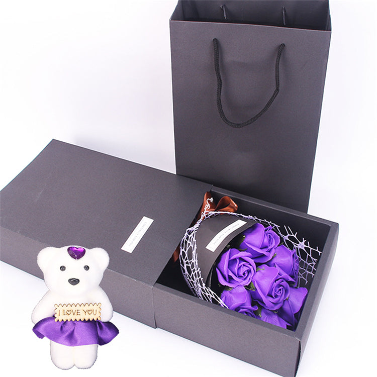 Eternal Rose Teddy Bear bouquet doll flower gift box Birthday Wedding Valentine's Thank you Gifts