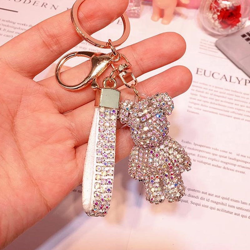 Bear Keychain Crystal Car Keychain for Lady Promotional Gift Custom