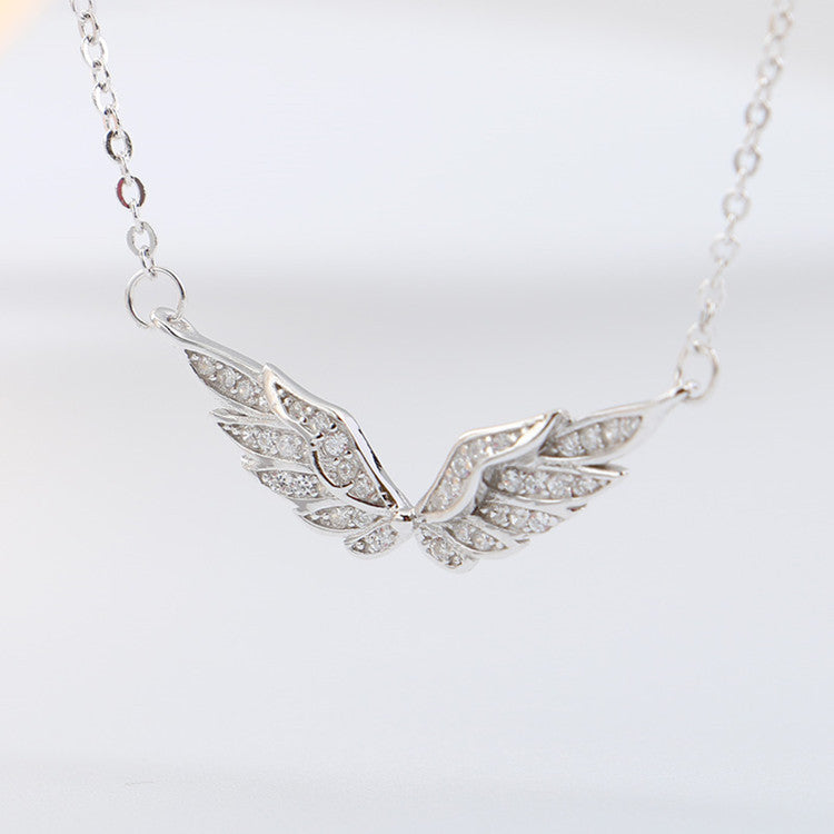 G - Wings Necklace 925 Sterling Silver Guardian Angel Pendant Chocker Cavicle Gift