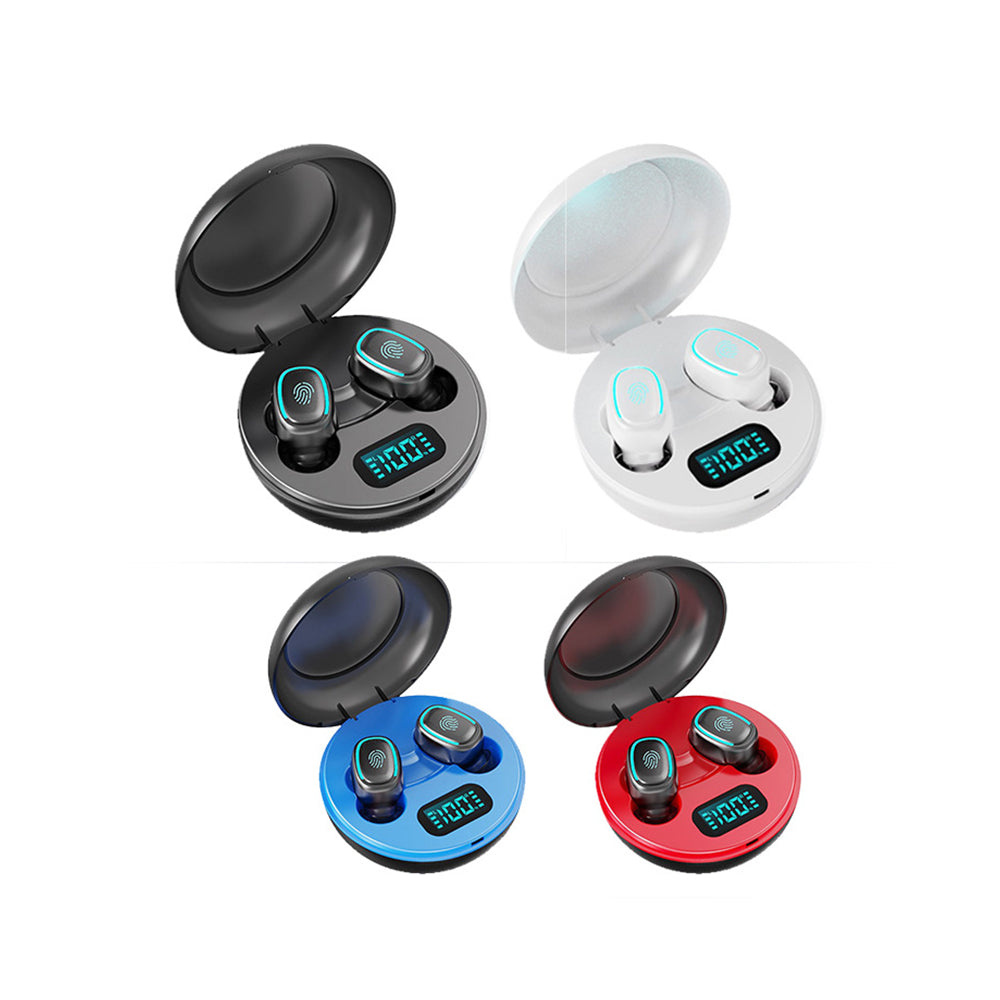 H - TWS Round Box Wireless Bluetooth Earphones Earbuds With Charging Box With Microphone