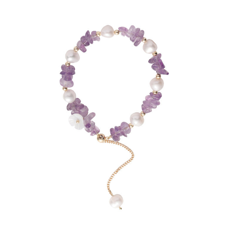 L - Fashion Trendy Irregular Crystal Bead Purple Bracelet