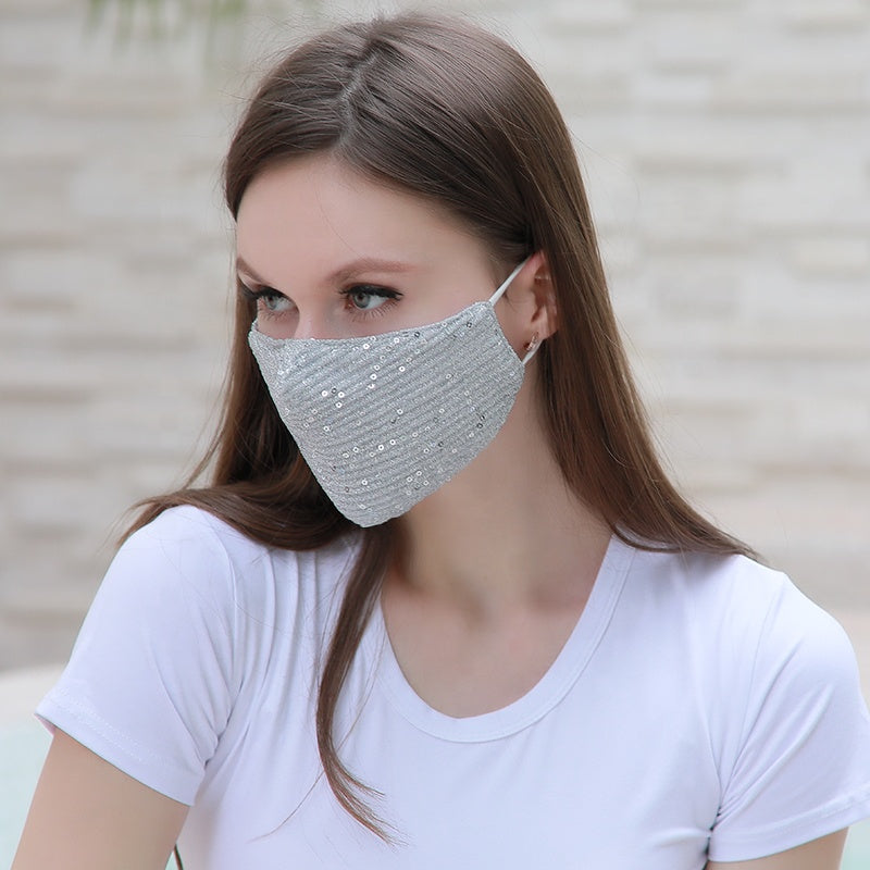 Sequin Face covering Cloth Facemask w/ filter Facemask for Adult