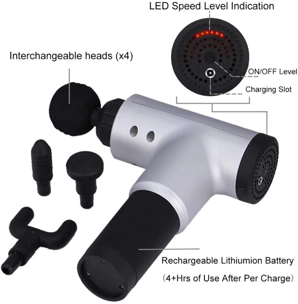 Fascial Gun KH - 320 Massage Gun 6 speed Therapeutic Sports massager 4 adjustable heads