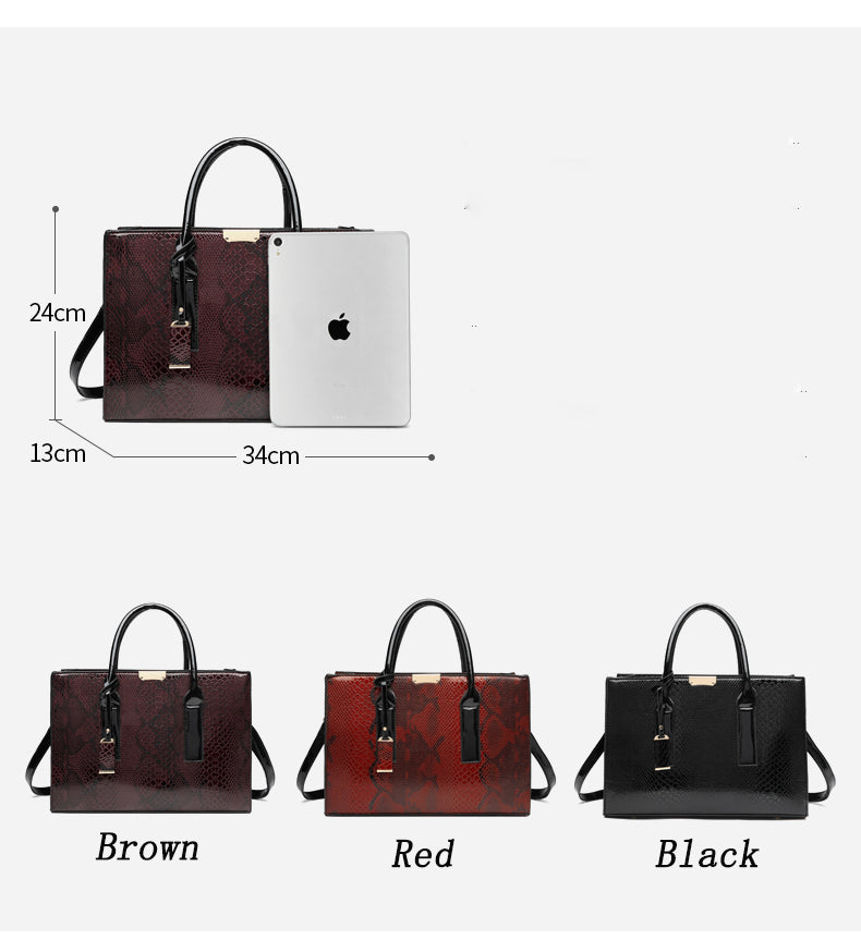 Snake Pattern PU Leather Casual Tote Ladies Fashion Document Hand bags