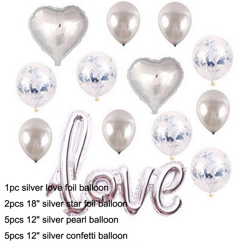 M - Heart Shape Foil Love Balloons Decorations Kit Romantic Balloons For Wedding Anniversary Valentines Day
