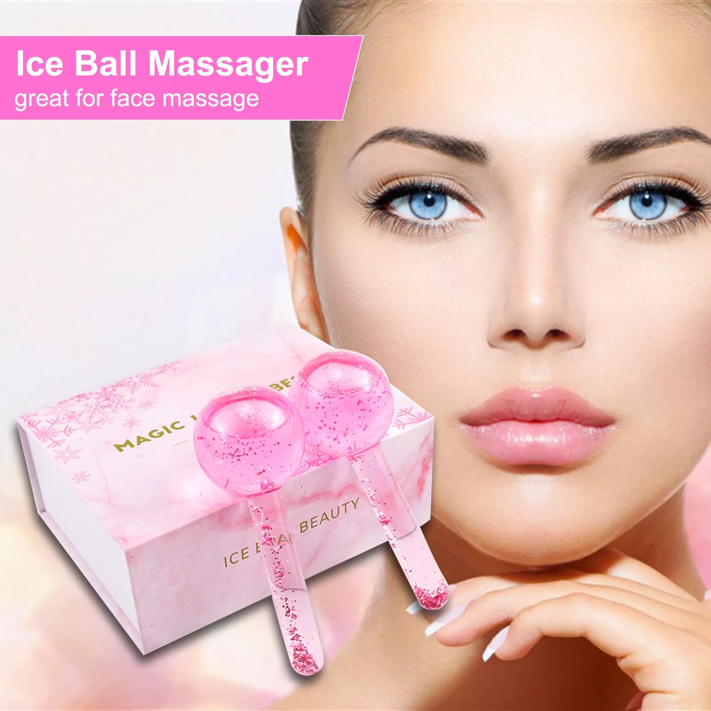 A - Ice Roller Globes Facials Beauty Set Cooling Massager