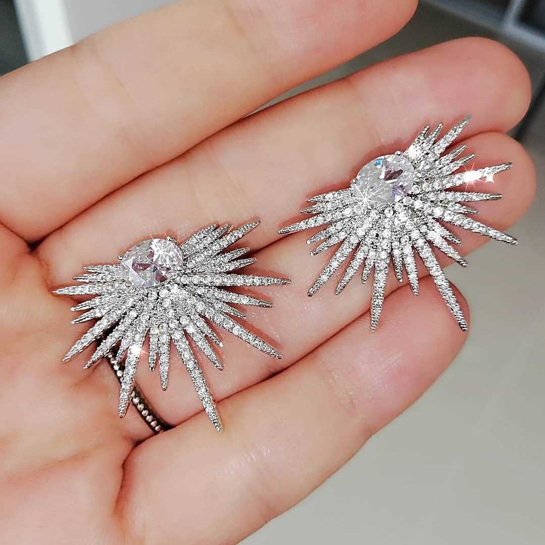 Crystal Fireworks Earrings Diamond Rhinestone Sparkling Stud Earring Gift