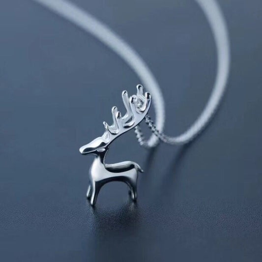 925 Silver Sweet Elk Short Clavicle necklace for women