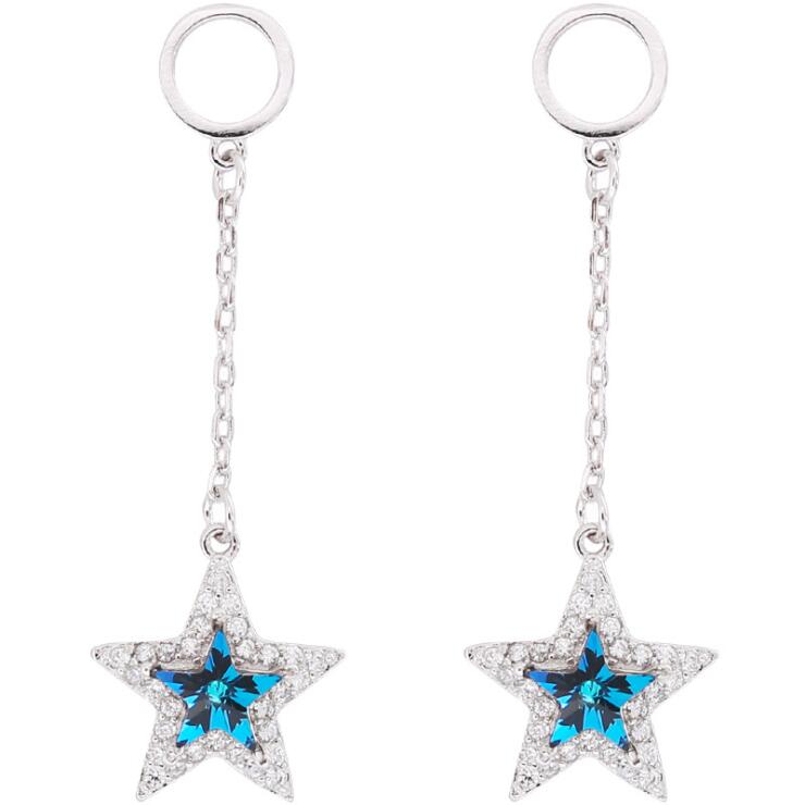 S925 Silver Temperament Personality five-pointed star Super Fairy Earrings for women