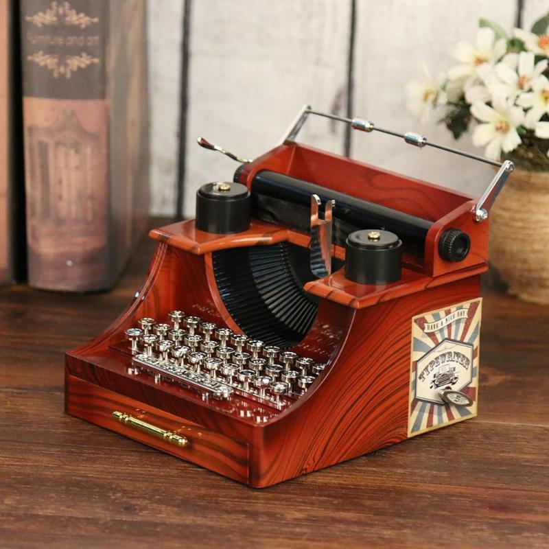 Type Writer Music Box Jewellery storage Old Timer Vintage Retro Style Home Decor Typewriter Musical Gift Toy