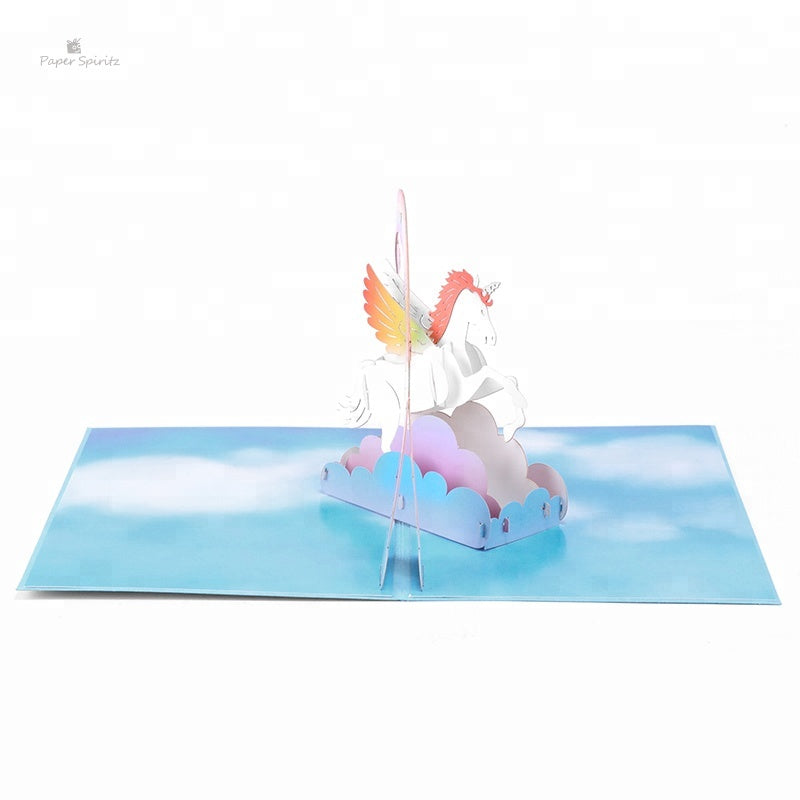 B - Birthday Cut Rainbow Unicorn 3d Pop Up Card