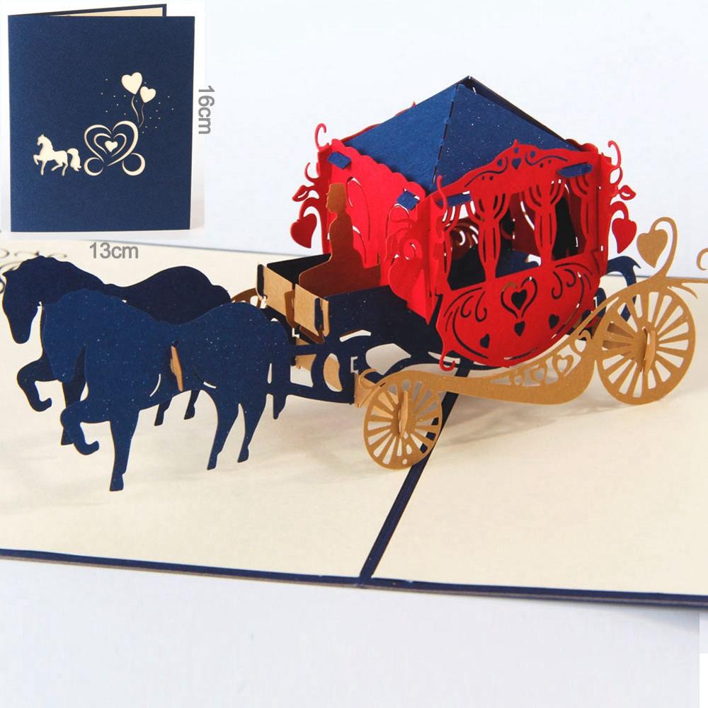 A2 - Wedding Pop Up Cards Dwarm 3D Wedding Carriage