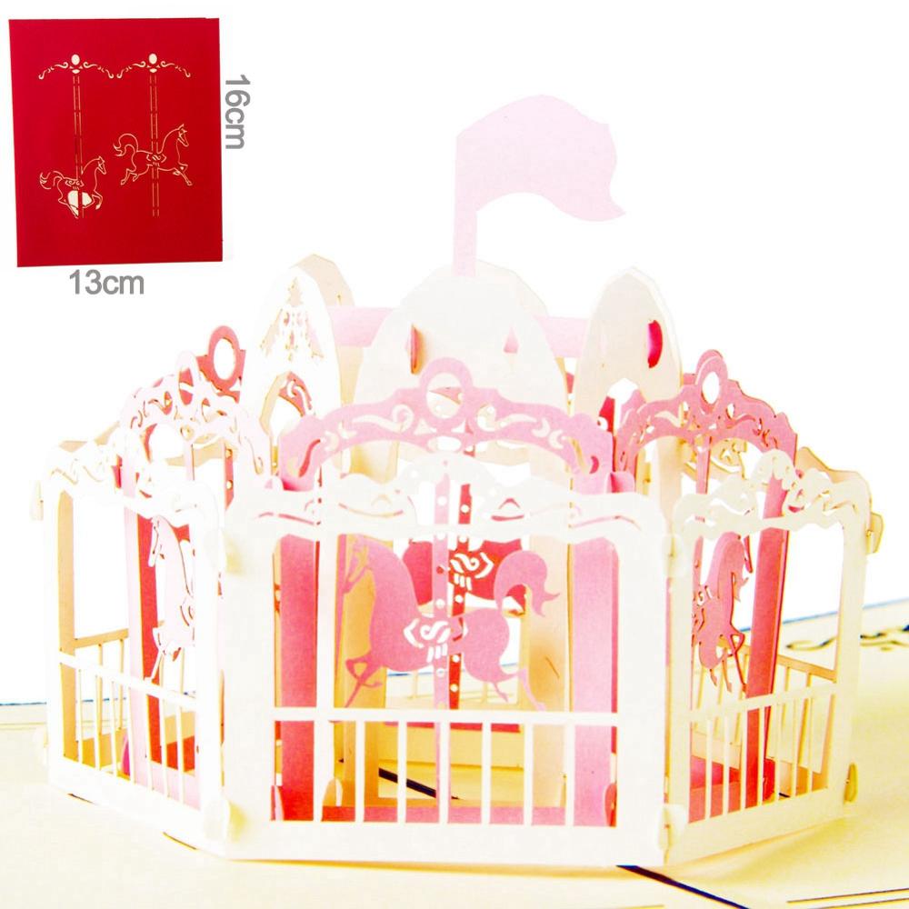 C - Carrousel paper craft pop-up greeting card