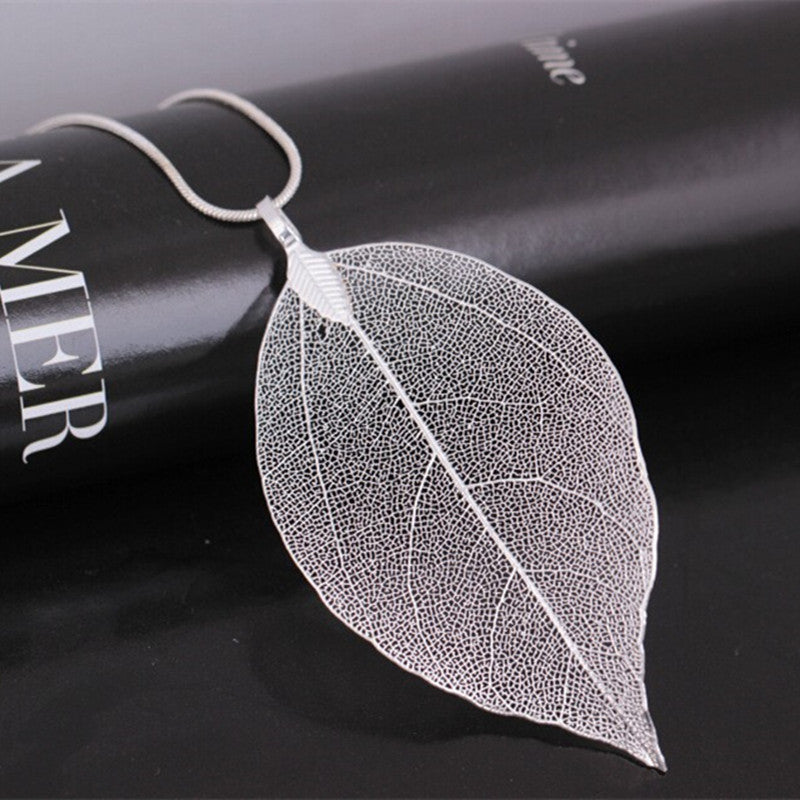 I - Real Leaf Rose Gold, Gold or Silver Plated Necklace Full Set Earrings Pendant gift
