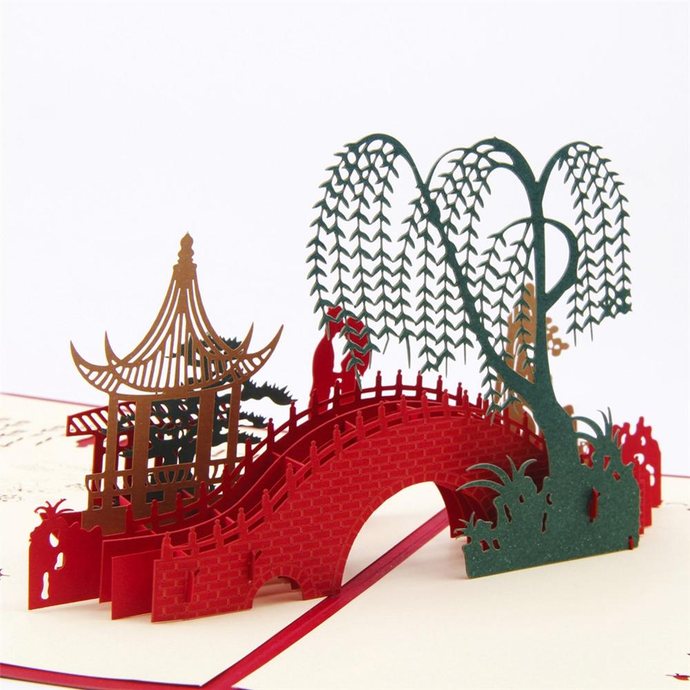 A1 - Lover under the bridge Laser cut eco-friendly paper 3D pop up greeting cards for women