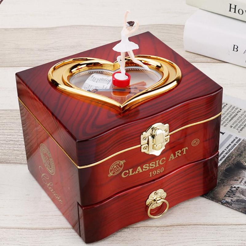 Music Box Dancing Ballerina Jewelry Storage Old Timer Vintage Retro Style Home Decor Musical Gift Toy