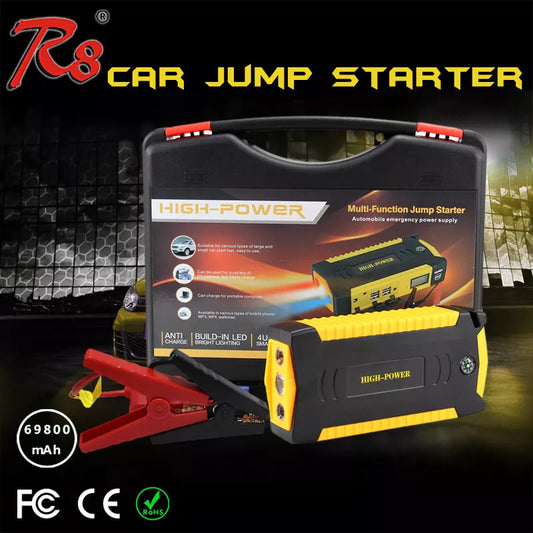 L - Car Jump Starter 68800Ah 4USB Portable Multifunction Rechargeable LED Emergency Battery