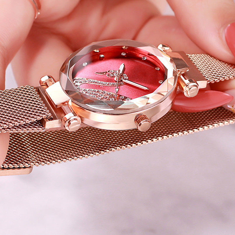 Swan Crystal Watch Adjustable Stainless Steel Bracelet Rose Gold, Gold, Red, Blue & Black