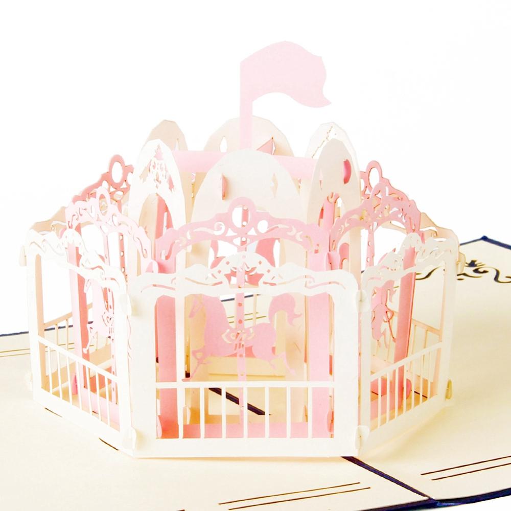 C - Carrousel paper craft pop-up greeting card