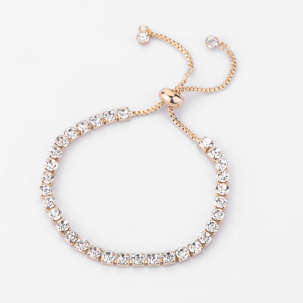 B - Crystal Adjustable Tennis Bracelets White Purple Red Green Pink in Silver & Rose Gold Alloy Gift